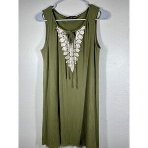 NAIF Olive Green tunic top Lace Neckline Detail Sleeveless Casual Medium Flowy